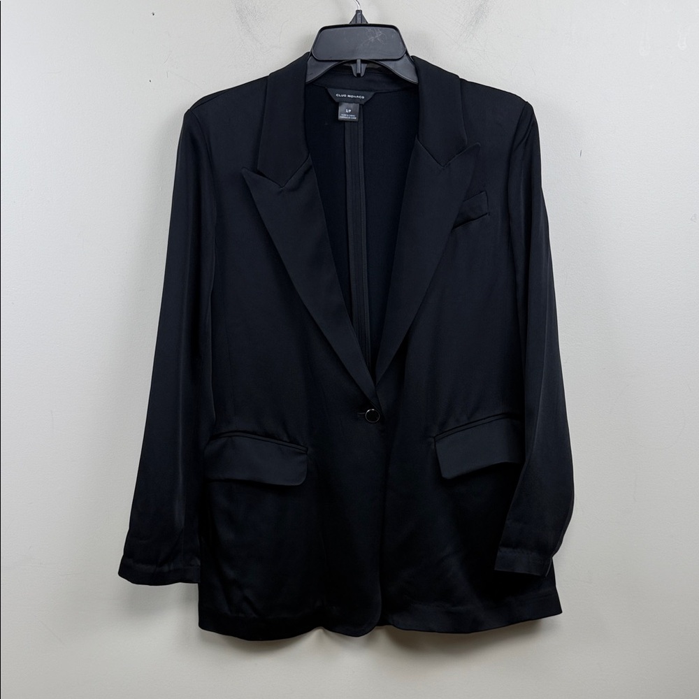 Club Monaco black satin single breasted Blazer small euc